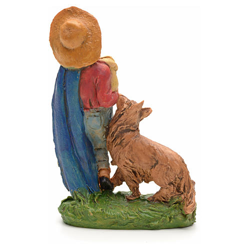 Nativity set figurine, shepher with dog and pipe 10cm 2