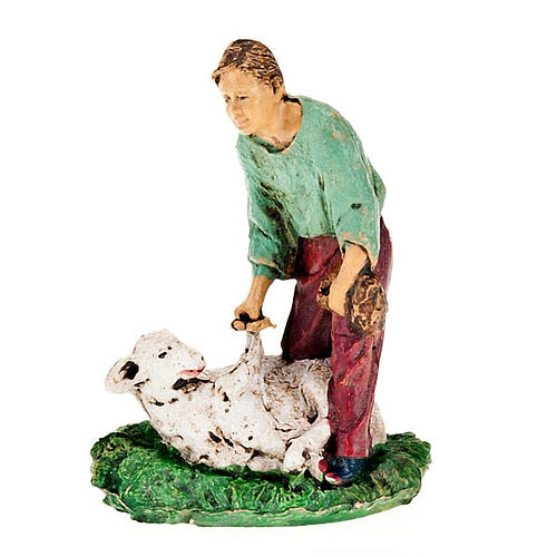 Nativity scene figurine, sheep shearer with sheep 10cm 1