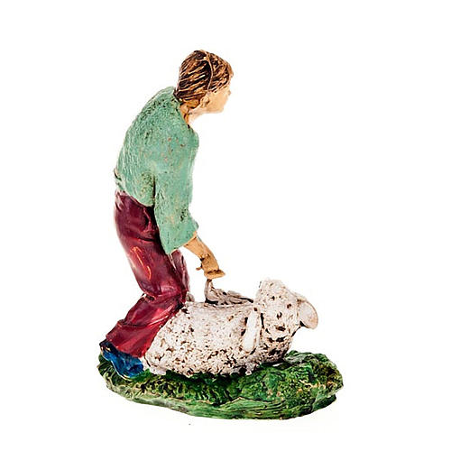 Nativity scene figurine, sheep shearer with sheep 10cm 2