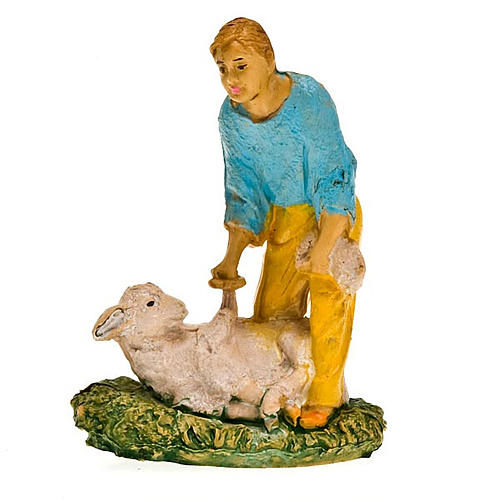 Nativity scene figurine, sheep shearer with sheep 10cm 3