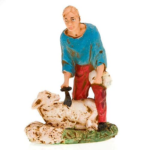 Nativity scene figurine, sheep shearer with sheep 10cm 4