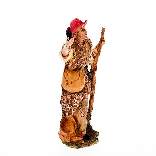 Nativity scene figurine, shepherd with torch and stick 13cm 2