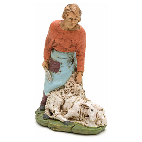 Nativity scene figurine, shearer with sheep 13cm 1