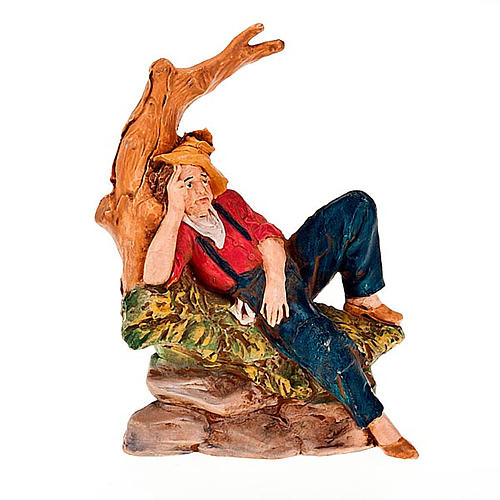 Nativity scene figurine, man resting under a tree 13cm 1