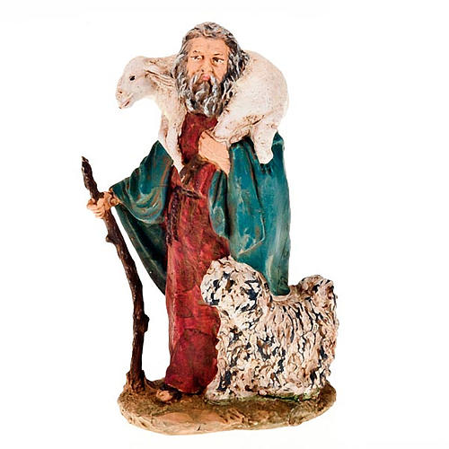 Nativity set figurine, shepherd with sheep and dog 13cm 1
