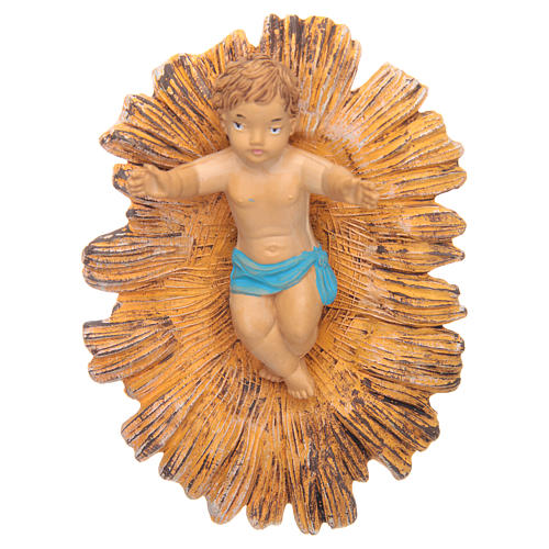 Bambinello con culla dorata per presepe cm 18 1
