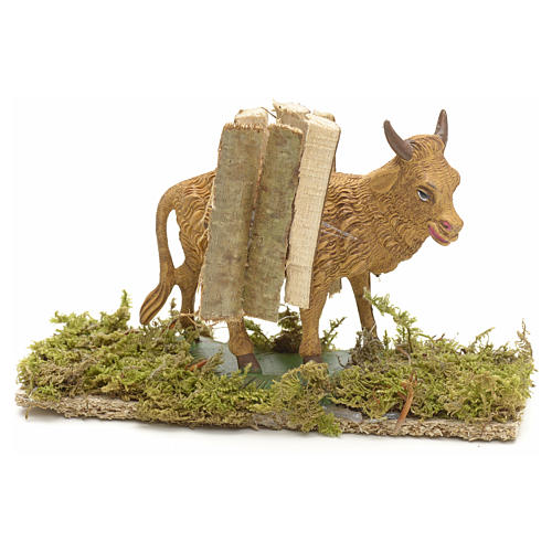 Nativity Scene figurine, ox with fagots 10cm 2