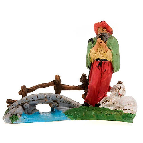 Nativity scene, shepherd next to a stream 10cm 3
