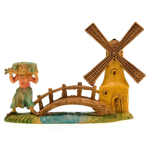 Molinero molino puente 10 cm ambientación belén 3