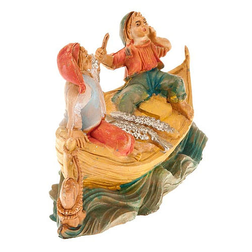 Nativity setting, fisherman in a boat with fish 8cm 2