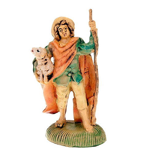 Nativity set figurine, shepherd with sheep in his arm 8cm 1