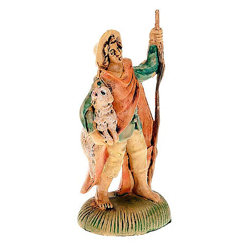 Nativity set figurine, shepherd with sheep in his arm 8cm 2