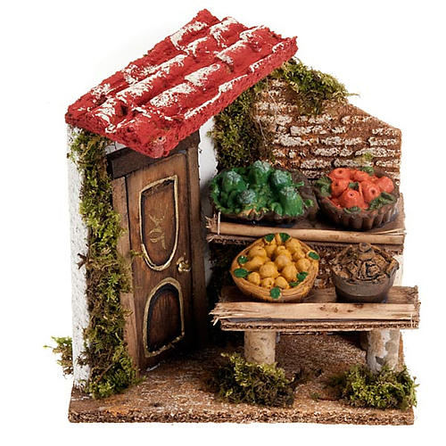 Nativity set accessory, fruit stall with porch and door 1