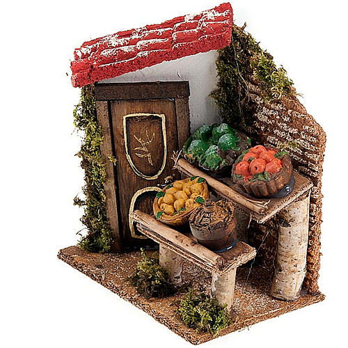 Nativity set accessory, fruit stall with porch and door 3
