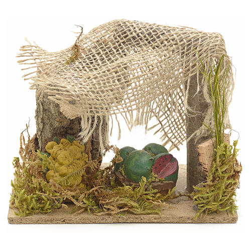 Nativity set accessory, fruit stall with curtains 1