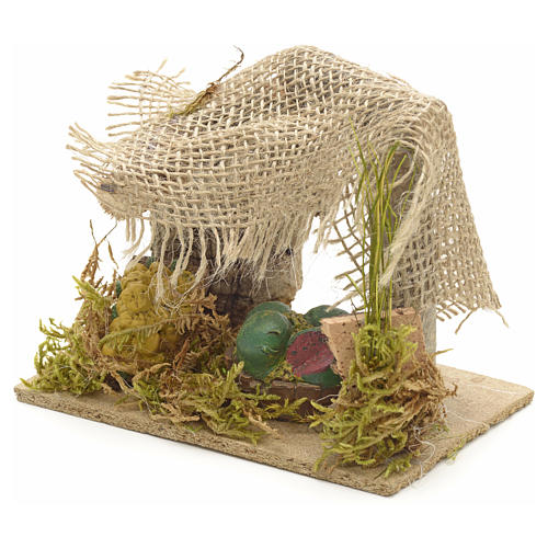 Banchetto di frutta con tenda e piante presepe 2