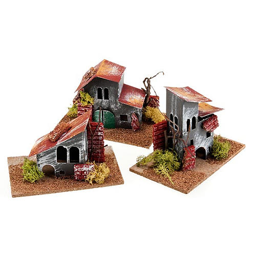 Nativity set accessory, paperboard coloured houses 2