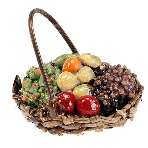 Nativity set accessory, fruit basket with handle 1