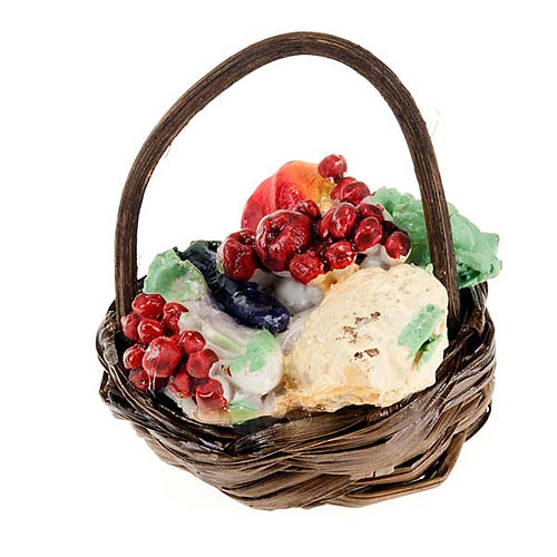 Nativity set accessory, vegetables basket with handle 1