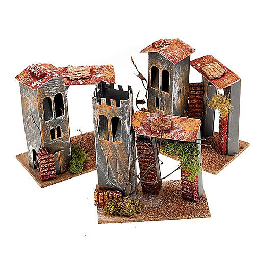 Nativity set accessory, paperboard house with porch. 3 pieces 2