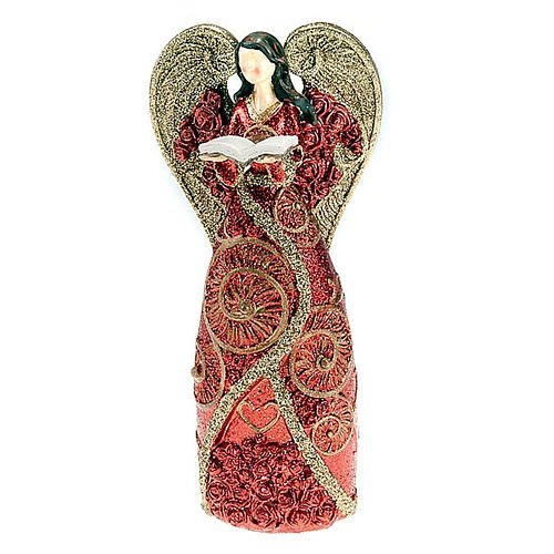 Red glitter resin angel statuette with book 1