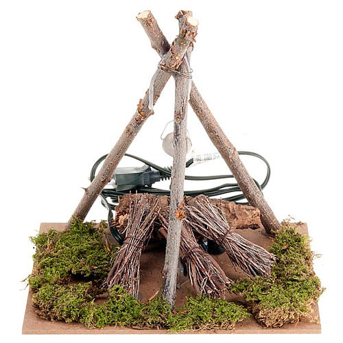 Fuoco elettrico per presepe con pali fascine muschio 20x14x16 1