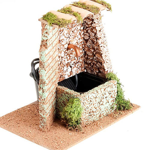 Fontana per presepe con tetto in tegole 2 watt 3