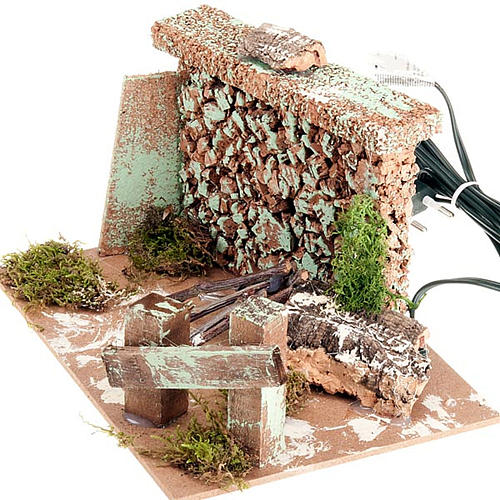 Nativity set accessory, fire with firewood 3