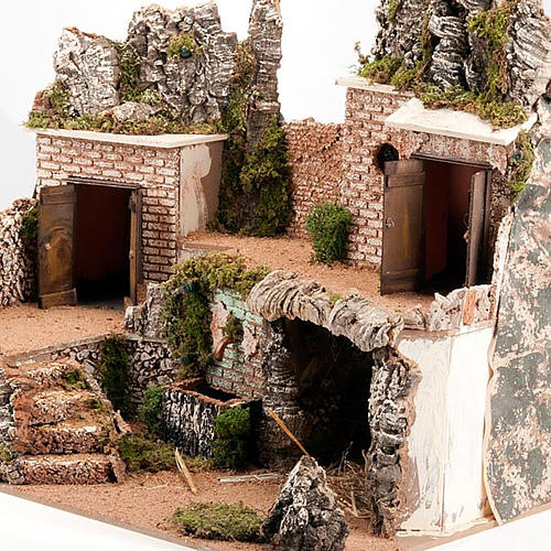 grotte pour crèche et village avec maisons sur 3 niveaux 4