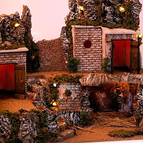 Grotta presepe e borgo con case su 3 livelli 60X40X50 2