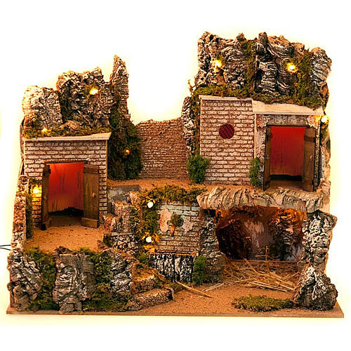 Nativity scene setting, grotto and village 3