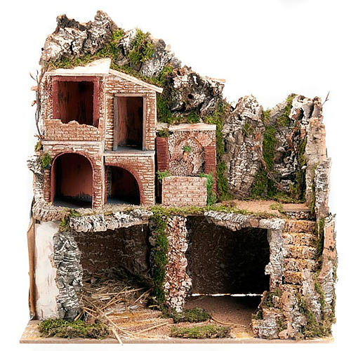 STOCK: Cueva para el belén, fuente y burgo 60 x 40 x 50 cm. 1