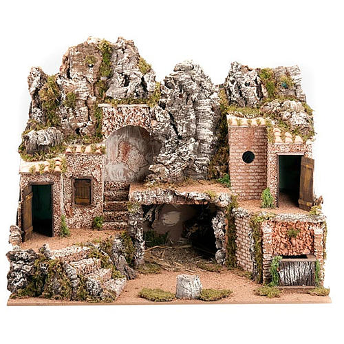 Cueva para el belén: burgo y fuente 60 x 40 x 50 cm. 1