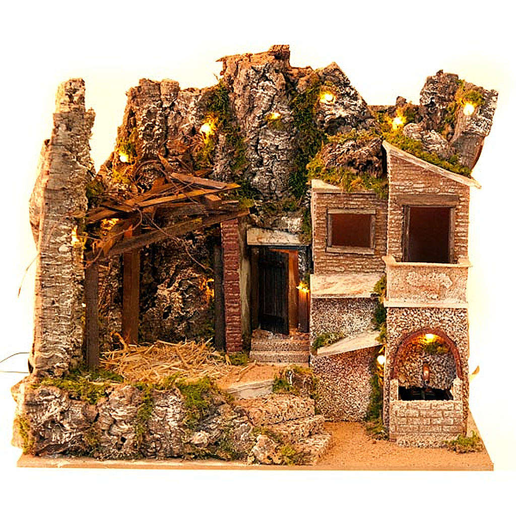 Nativity crib with fountain and village online sales on HOLYART.co.uk