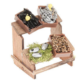 Comida em Miniatura para Presépio: Banca presépio 4 caixas peixe e mexilhões bricolagem presépio