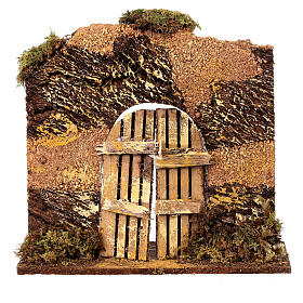 Nativity set accessory, cork wall with arch door