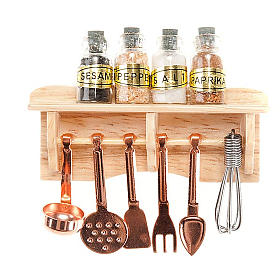 Nativity set accessory, kitchen top with tools and spices