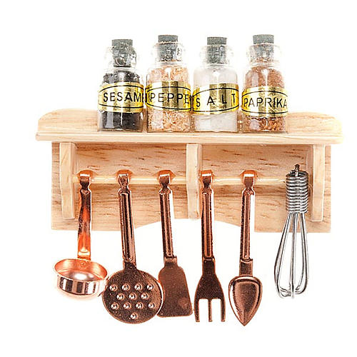 Nativity set accessory, kitchen top with tools and spices 1