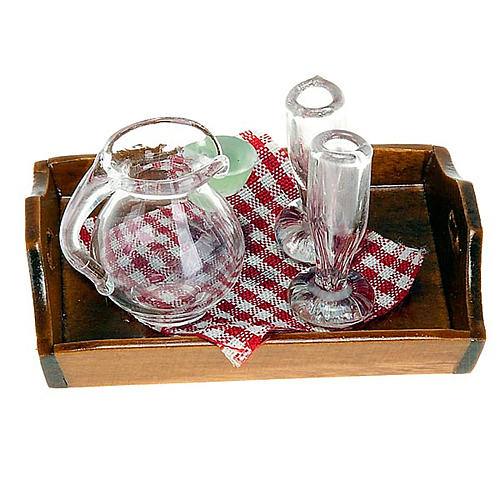 Vassoio con caraffa 2 bicchieri presepe 1