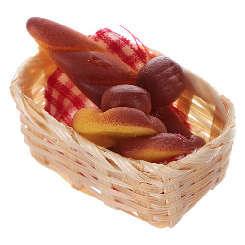 nativity set accessory, wicker basket with bread 2