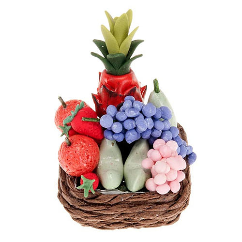 Nativity set accessory,wicker basket with fruit 1