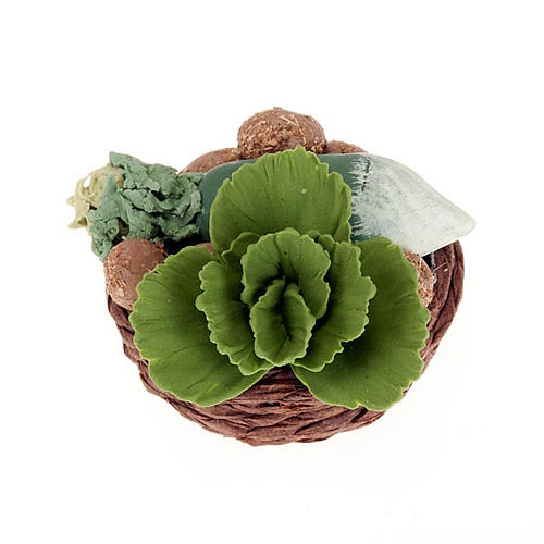 Nativity set accessory,wicker basket with lettuce 1