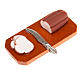 Nativity set accessory, tray with cheese and knife s1