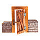Porta in legno con stipite, cardini e muretto per presepe s1
