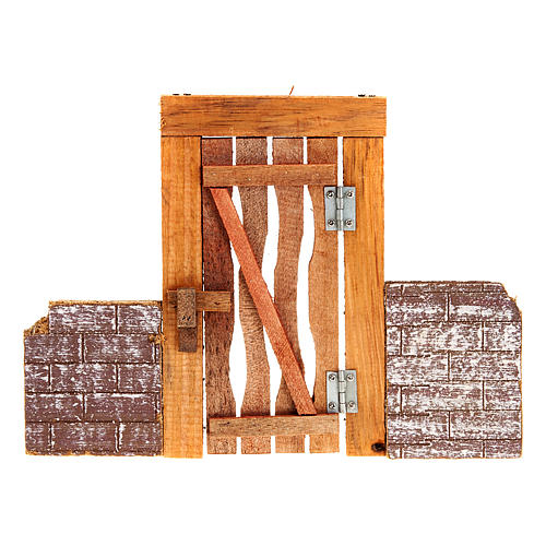 Drzwi drewniane z futryną, zawiasami i murkiem do szopki 2