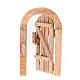 Puerta de madera con jamba arco y bisagras para el belén s1