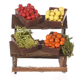 Nativity set accessory, market stall with fruit boxes