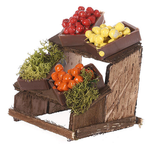 Nativity set accessory, market stall with fruit boxes 2