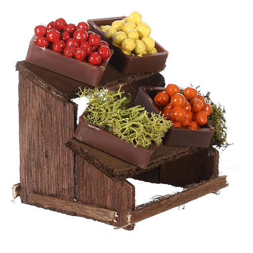Nativity set accessory, market stall with fruit boxes 3