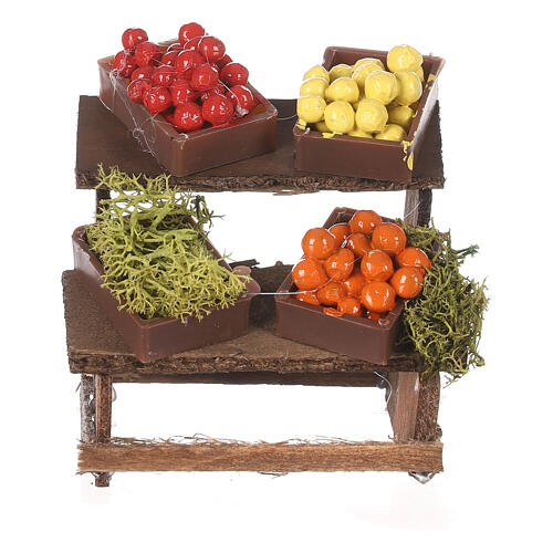 Nativity set accessory, market stall with fruit boxes 1